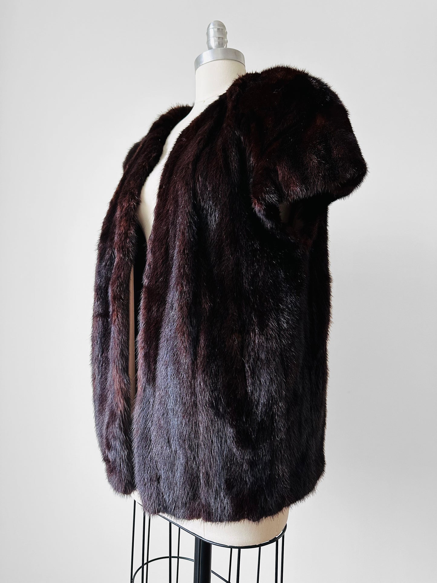 1970s Upcycled Crop Sleeve Lined Open Front Fur Vest - Sz. S/M