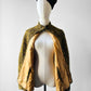 1960s - 1970s Yellow and Black High Collar Open Front Tweed Cape