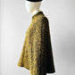1960s - 1970s Yellow and Black High Collar Open Front Tweed Cape