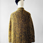 1960s - 1970s Yellow and Black High Collar Open Front Tweed Cape
