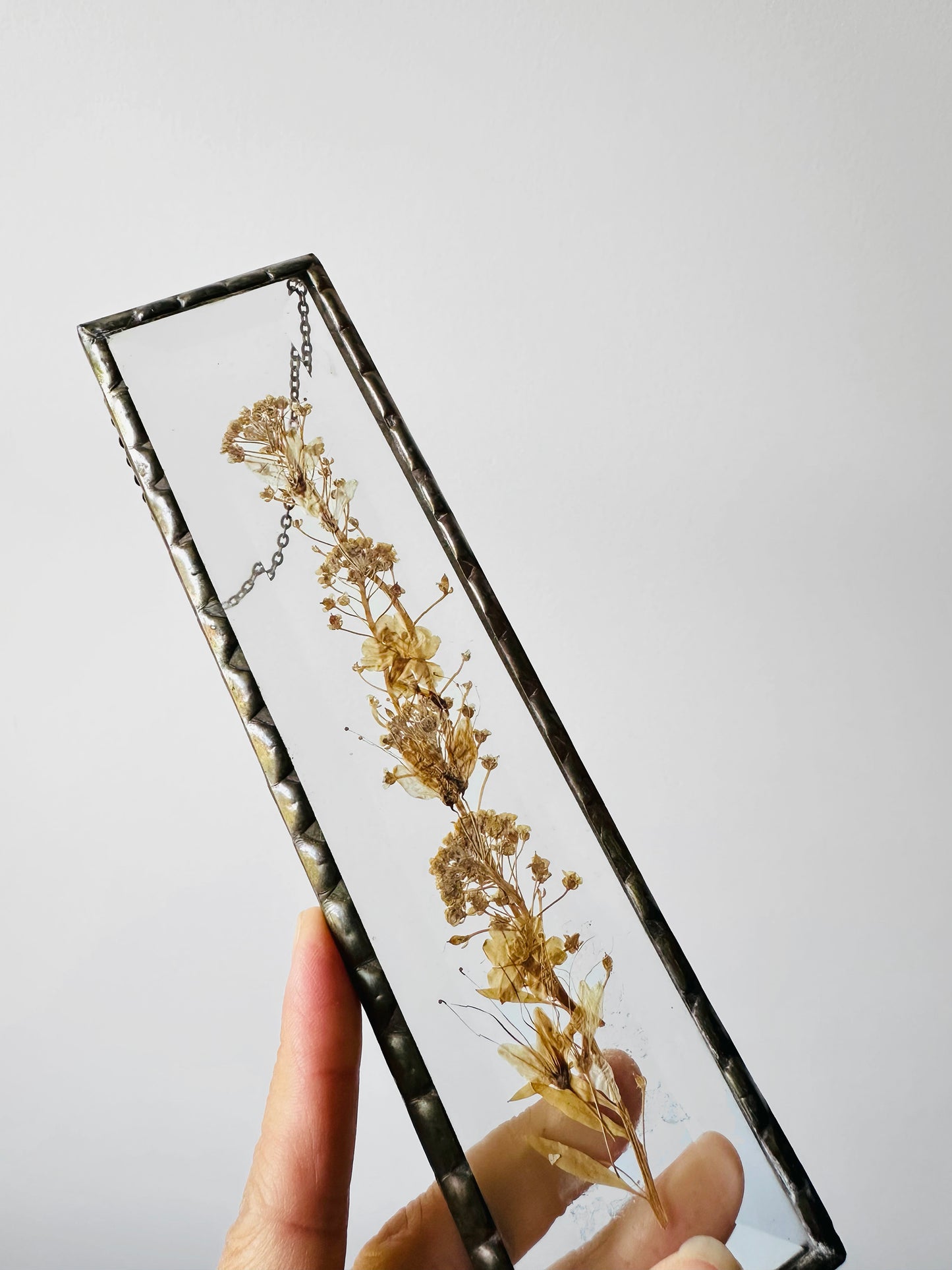 1940s - 1960s Pressed Flowers and Beveled Glass Wall Hanging