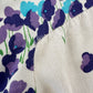 Vintage 1960s Purple and Blue Floral Drop-Waist Cotton Linen Short Sleeve Dress with Inverted Pleat - Sz. S/M