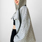 1970s - 1980s Off-White and Black Grid Patterned Wool Wrap Shawl - Sz. O/S