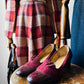 1970s - 1980s Wine Red Patent Leather and Suede Tassel Slip On Heeled Loafers