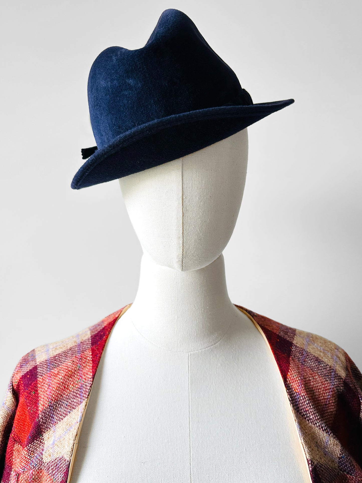 1950s - 1960s Navy Blue LEE Fur Felt Fedora - Sz. S/M