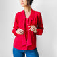 1970s - 1980s Red Pleated Chest Tied Neck Blouse - Sz. S