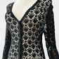 Vintage 1970s - 2000s Late 20th Century Black Netted Crochet Long Sleeve Cardigan Top - Sz. S