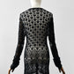 Vintage 1970s - 2000s Late 20th Century Black Netted Crochet Long Sleeve Cardigan Top - Sz. S