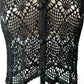 Vintage 1970s - 2000s Late 20th Century Black Netted Crochet Long Sleeve Cardigan Top - Sz. S