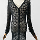 Vintage 1970s - 2000s Late 20th Century Black Netted Crochet Long Sleeve Cardigan Top - Sz. S