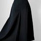 1960s Black Wool Blend Aline Inverted Pleat Skirt - Sz. XS/S