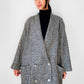 1980s Grey Speckled Wool Tweed LOUBEN Double-Breasted Blazer Jacket - Sz. S/M