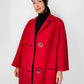 1960s Coral Red Wool Blend Large Button Shift Coat