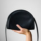 1990s Curved Black Leather Zippered Crossbody Well-Worn COACH Shoulder Bag Purse