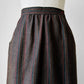 1970s Taupe Blue Red Stripe Aline Wool Skirt - Sz. S