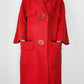 1960s Coral Red Wool Blend Large Button Shift Coat