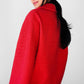 1960s Coral Red Wool Blend Large Button Shift Coat