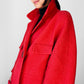 1960s Coral Red Wool Blend Large Button Shift Coat