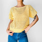 1970s - 1980s Canary Yellow Short Sleeve Knit Top - Sz. S /M