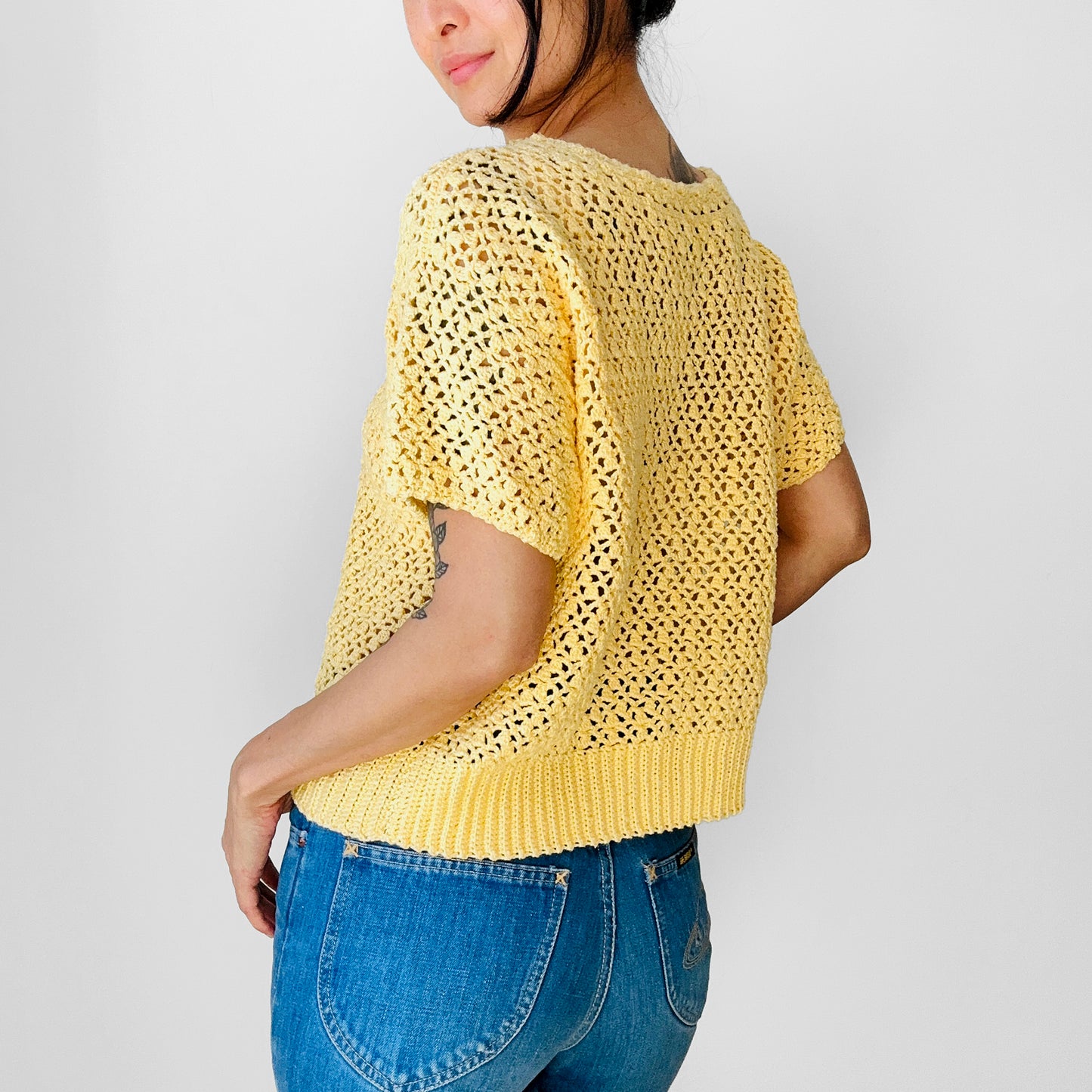 1970s - 1980s Canary Yellow Short Sleeve Knit Top - Sz. S /M