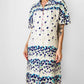 Vintage 1960s Purple and Blue Floral Drop-Waist Cotton Linen Short Sleeve Dress with Inverted Pleat - Sz. S/M