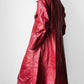 1970s Style Deep Cranberry Red Leather Tapered Waist Midi-Length Coat - Sz. Small