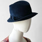 1950s - 1960s Navy Blue LEE Fur Felt Fedora - Sz. S/M
