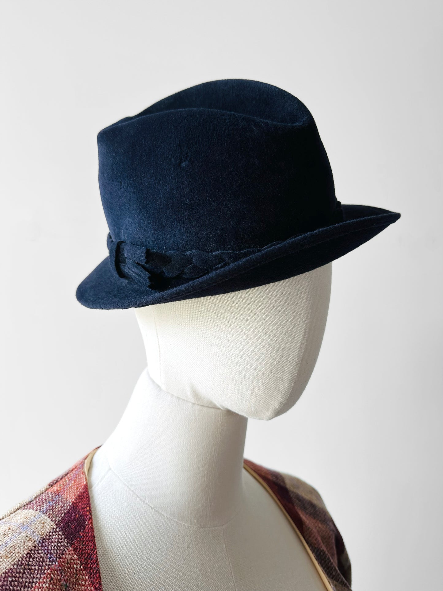1950s - 1960s Navy Blue LEE Fur Felt Fedora - Sz. S/M