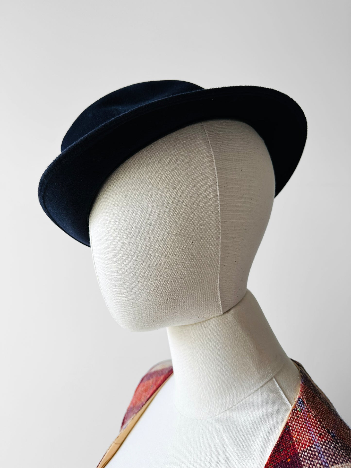 1950s - 1960s Navy Blue LEE Fur Felt Fedora - Sz. S/M