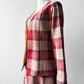 1960s - 1970s Red Plaid Wool Skirt and Jacket Set - Sz. XS/S