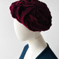 1930s - 1940s Wine Toned Velvet Ruched Hat - Sz. XS/S