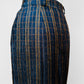 1980s Blue and Gold West Germany Textured Straight Split-Front / Back Wool Blend Skirt - Sz. S