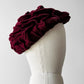 1930s - 1940s Wine Toned Velvet Ruched Hat - Sz. XS/S