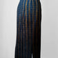 1980s Blue and Gold West Germany Textured Straight Split-Front / Back Wool Blend Skirt - Sz. S