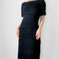 Vintage 1960s Black-Short Sleeve Knee-Length Floral Applique Zip-Back Dress - Sz. S/M