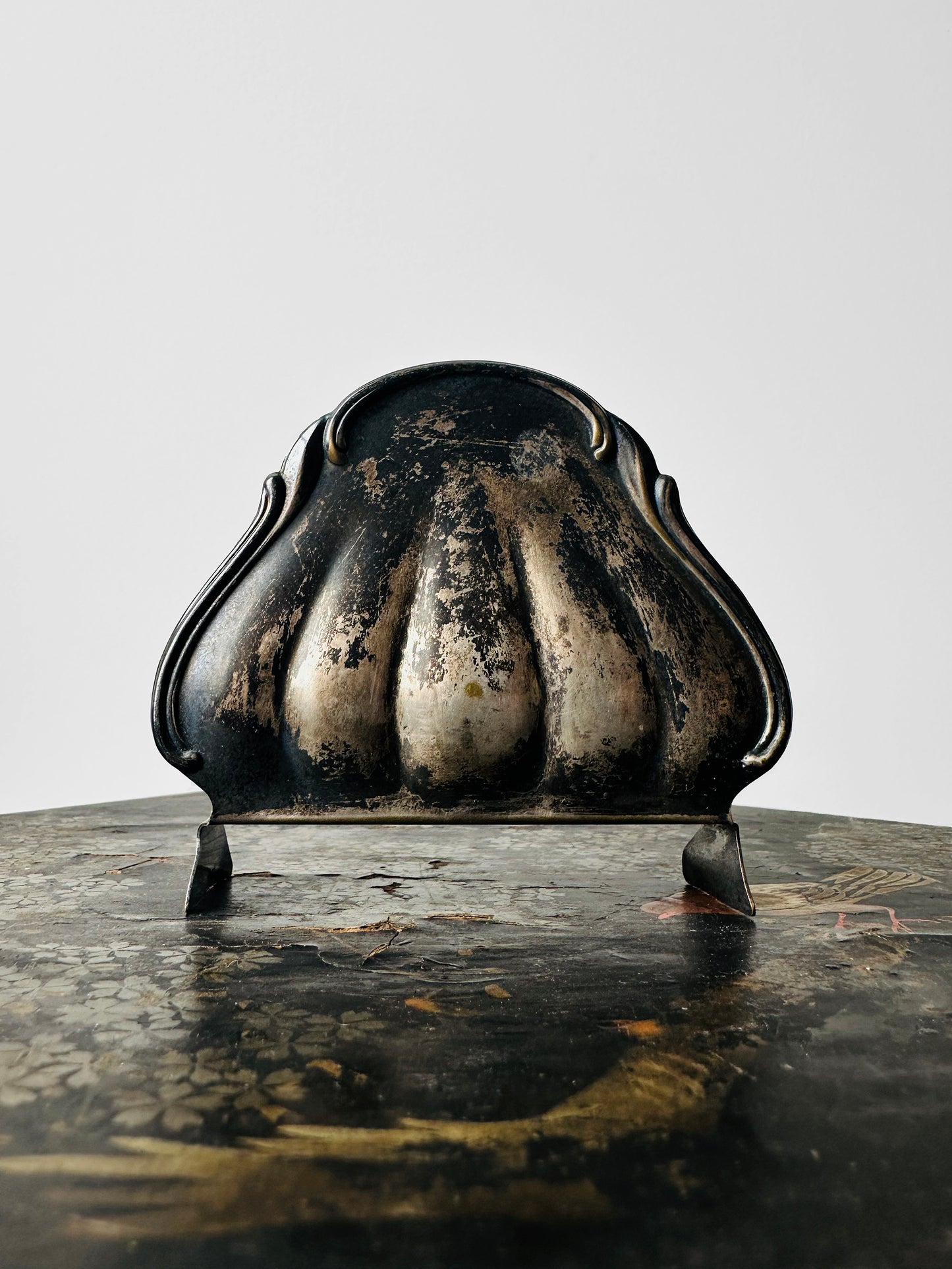 Antique Late 19th Century Tarnished Silver Plated Swedish Shell Holder