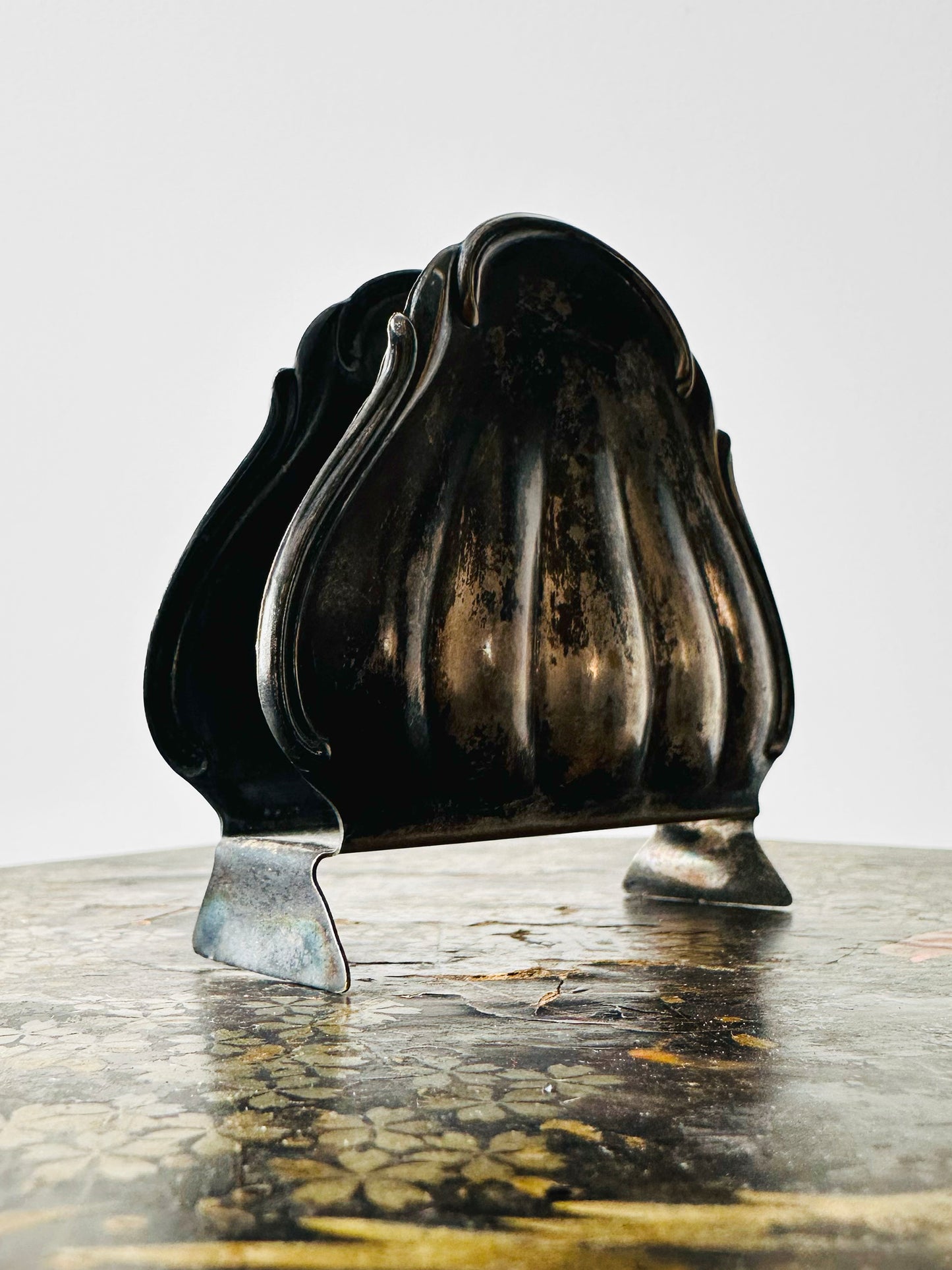 Antique Late 19th Century Tarnished Silver Plated Swedish Shell Holder