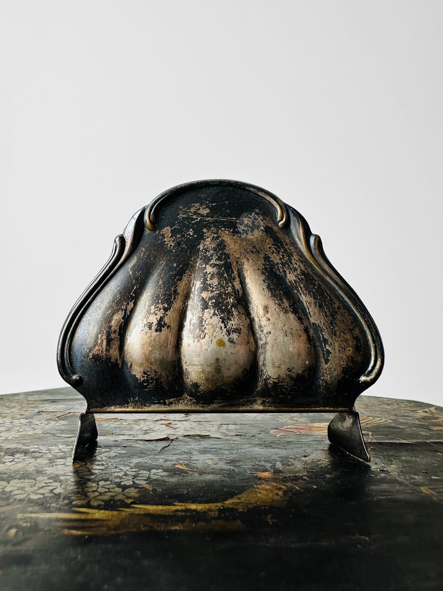 Antique Late 19th Century Tarnished Silver Plated Swedish Shell Holder