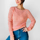 1970s Rose Pink Long Sleeve Delicate Knit Top - Sz. S