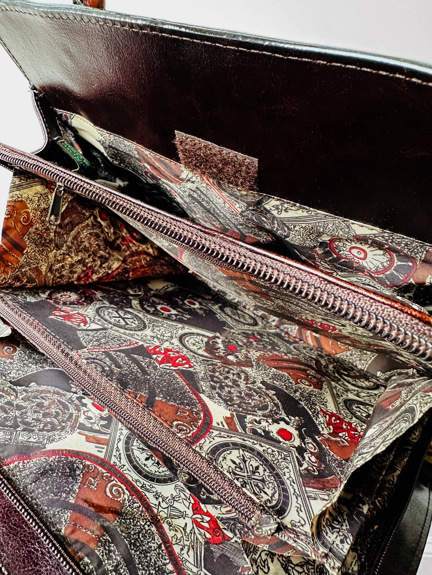 Late 20th Century Auburn Brown Textured Leather Handbag