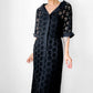 Vintage 1960s - 1970s Black Floral Button Front Collared Cotton Eyelet Shirtwaist Dress - Sz.S