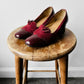 1970s - 1980s Wine Red Patent Leather and Suede Tassel Slip On Heeled Loafers