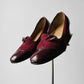 1970s - 1980s Wine Red Patent Leather and Suede Tassel Slip On Heeled Loafers
