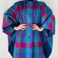 1960s Multi-Coloured Large Checkerboard Gingham Wool Cape Coat