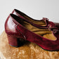 1970s - 1980s Wine Red Patent Leather and Suede Tassel Slip On Heeled Loafers