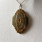 Antique 1920s - 1930s Tarnished Gold-Toned Locket Necklace with Floral Relief
