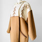 1980s Tan Pure Virgin Wool LUNDSTROM Canada Hooded Faux Fur Blanket Wrap Coat - Sz. O/S