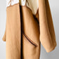 1980s Tan Pure Virgin Wool LUNDSTROM Canada Hooded Faux Fur Blanket Wrap Coat - Sz. O/S