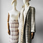 1950s - 1960s Off-White Patterned Open Front Wool Coat - Sz. S