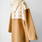 1980s Tan Pure Virgin Wool LUNDSTROM Canada Hooded Faux Fur Blanket Wrap Coat - Sz. O/S